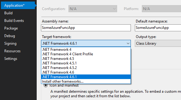 No standard framework available